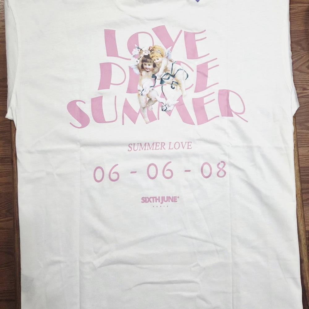 Sixth June Men's White And Pink Tee